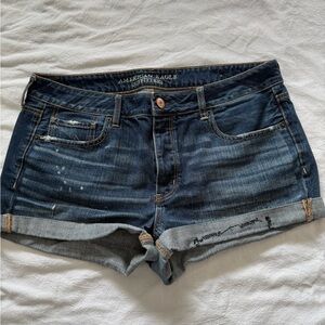 American Eagle Dark Blue Denim Cuffed Women’s Shorts
